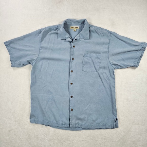 Tommy Bahama Other - Tommy Bahama Button Down Shirt Mens Large Blue Excellent 100% Silk Camp Pocket